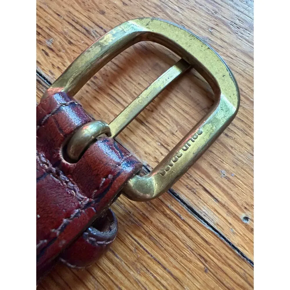 BROOKS BROTHERS Distressed Navy Stretch Belt w/Leather Trim sz 38 (Runs small)